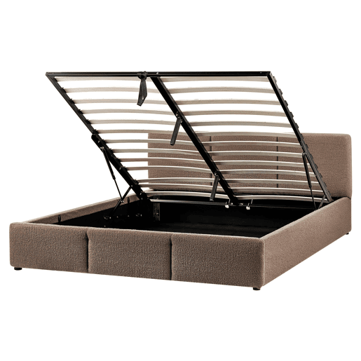 Cama baú Bouclé BOUSSE 160 x 200 cm Taupe