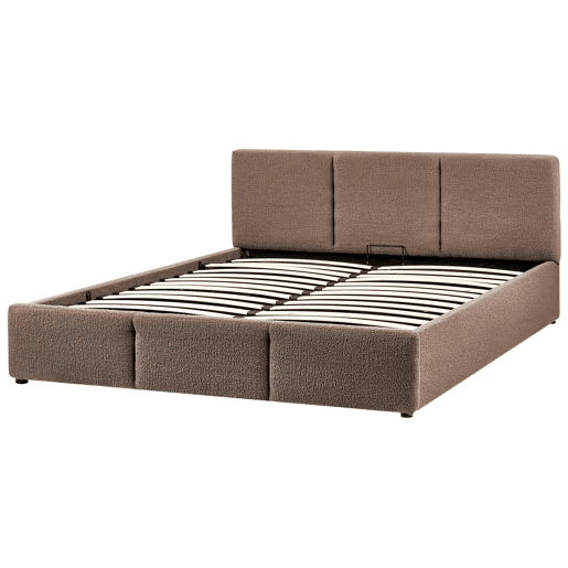 Cama baú Bouclé BOUSSE 160 x 200 cm Taupe