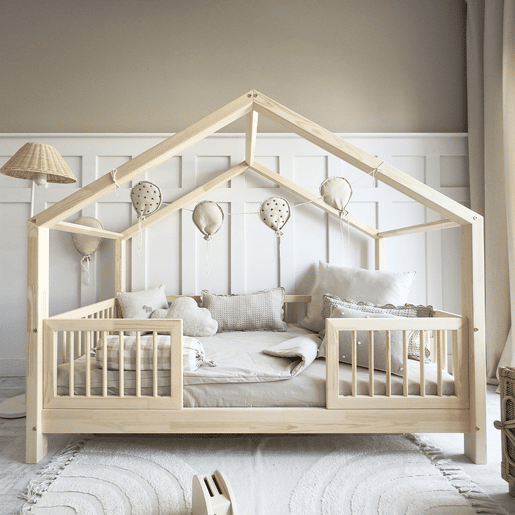 Cama de cabine 90x190 barreiras e base de ripas incluídas com pés de 10 cm Rosalie Bois