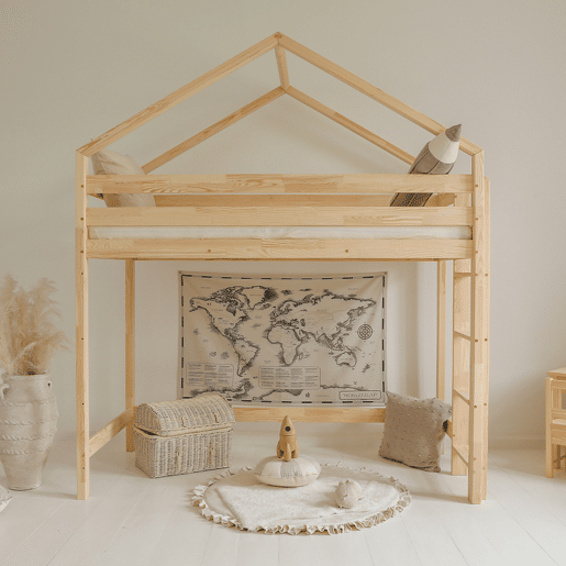 Cama de cabine de meia altura 90x190 com base de ripas incluída Candice Bois