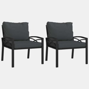 vidaXL Cadeiras de jardim c almofadões cinzentos 2pcs 68x76x79 cm aço