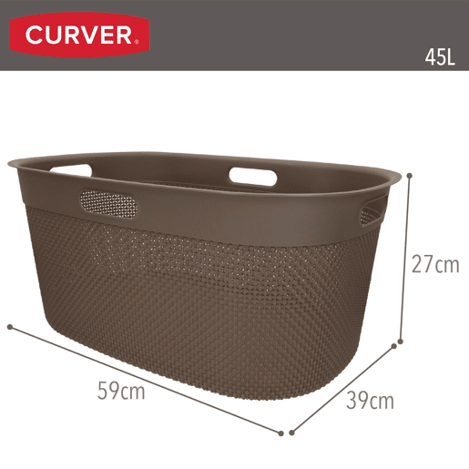 Curver Pack Cesto para roupa suja 45L + cesto com tampa 55L castanho