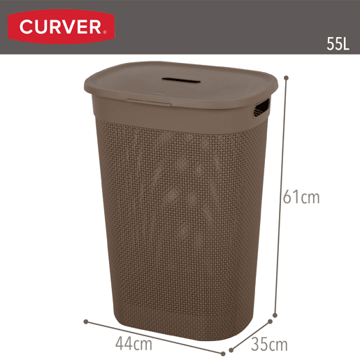 Curver Pack Cesto para roupa suja 45L + cesto com tampa 55L castanho