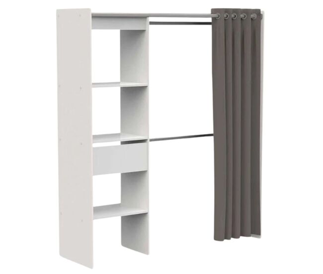 Vestidor chicago extensible color blanco 1 cajón 2 barras armario dormitorio moderno 113-167x192 cm