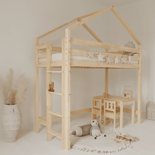 Cama de cabine de meia altura 90x200 com base de ripas incluída Candice Bois