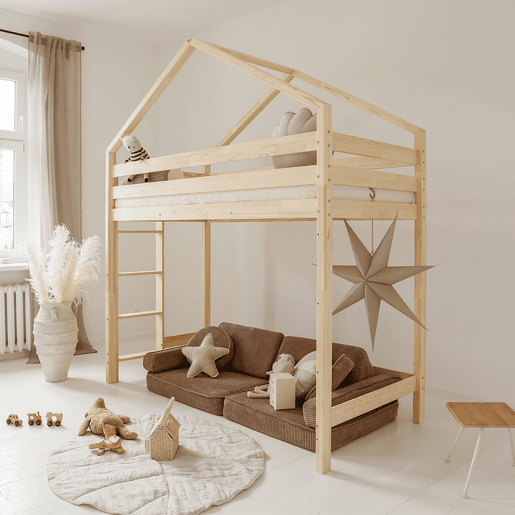 Cama de cabine de meia altura 90x200 com base de ripas incluída Candice Bois