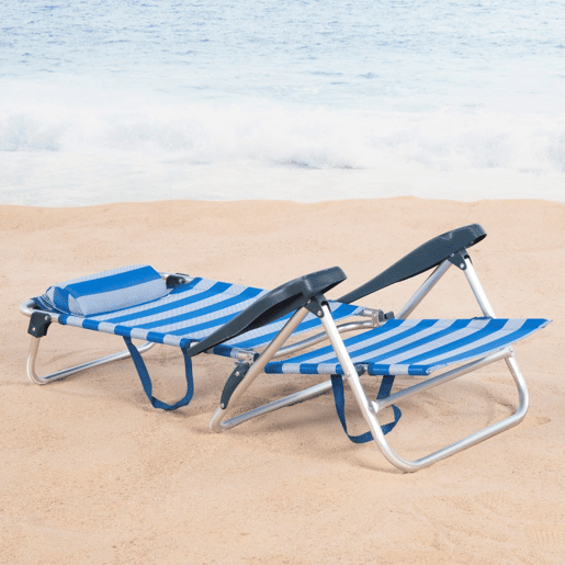 Aktive Pacote de 2 cadeiras de praia dobráveis e reclináveis de 7 posições à beira-mar calmofada