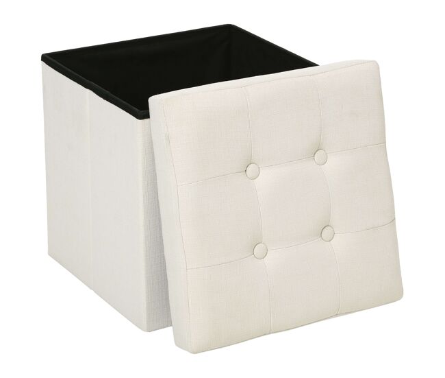 Puf plegable lysandre estilo contemporáneo en terciopelo en color beige con tapa 38x38 cm