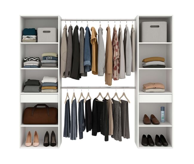 Mueble vestidor abierto cloe en color blanco mate 200x200x50 cm