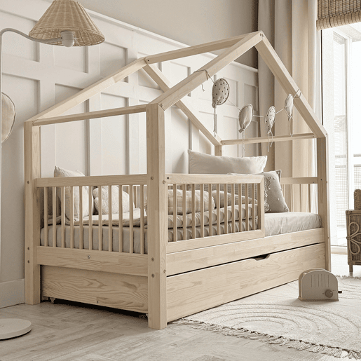 Cama de cabine 90x200 barreira base de ripas e gaveta incluídas Rosalie Bois