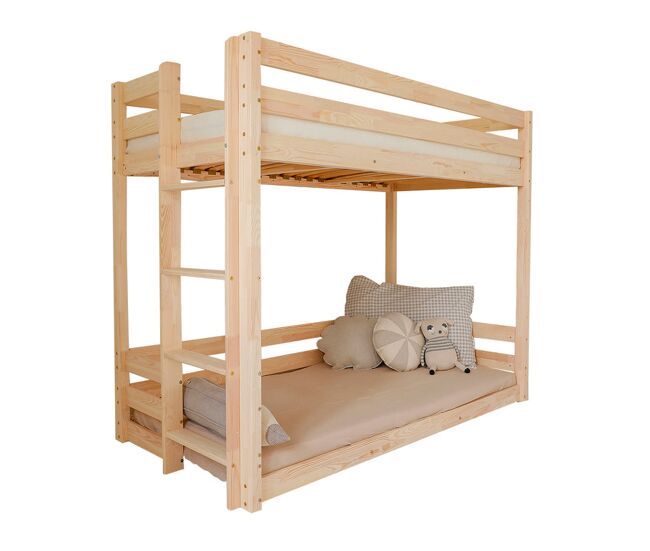 Cama litera 90x190 a ras de suelo con somieres incluidos Anaëlle Madera