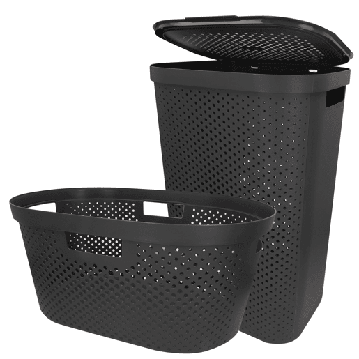 Curver Pack Cesto para roupa suja 40L + Cesto com tampa 60L cinzento