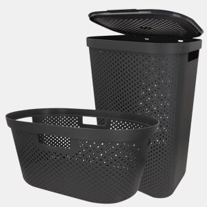 Curver Pack Cesto para roupa suja 40L + Cesto com tampa 60L cinzento