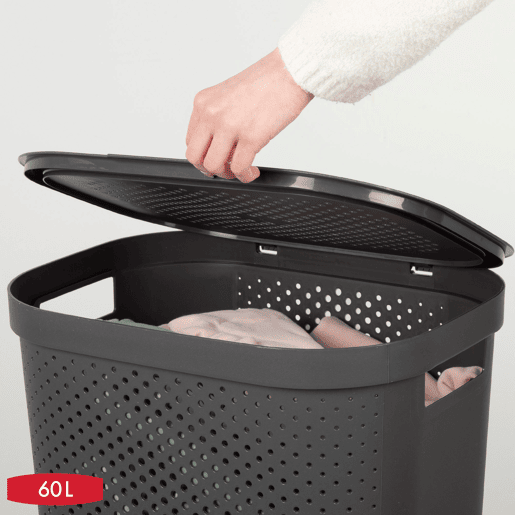 Curver Pack Cesto para roupa suja 40L + Cesto com tampa 60L cinzento