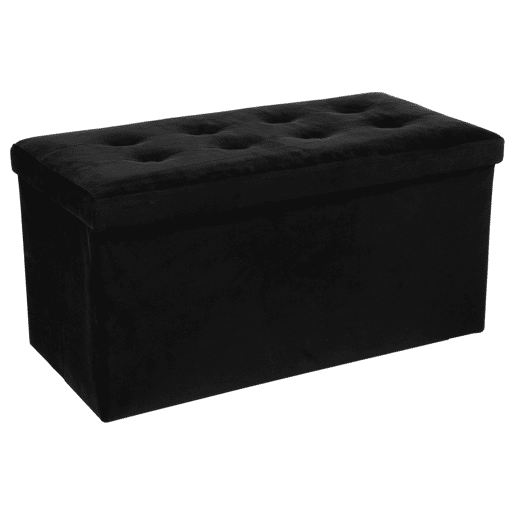 Pufe Duplo Dobrável Lysandre para Sala de Estar e Sala de Jantar, Preto 76x38 cm, Prático e Decorativo Pufe Duplo Dobrável Lysandre para Sala de Estar e Sala de Jantar, Preto 76x38 cm, Prático e Decorativo