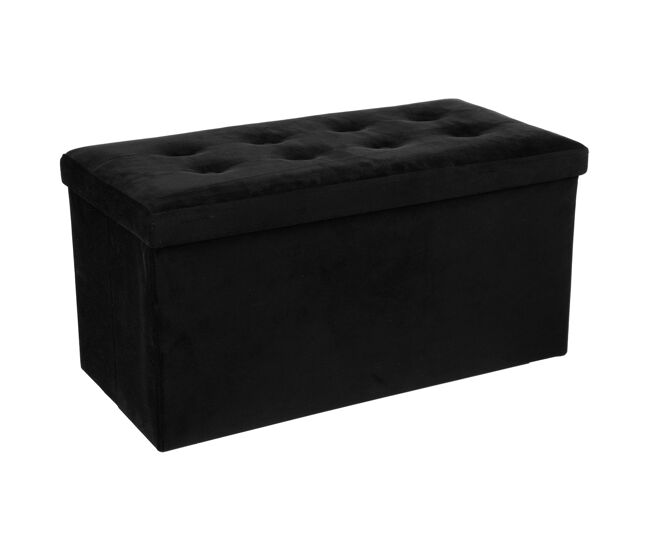 Puf plegable doble lysandre para salón y comedor, color negro 76x38 cm, práctico y decorativo