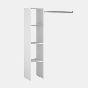 Camarim modular aberto personalizado para quarto em branco inclui módulo A com 3 prateleiras e barra suspensa 138x180 cm