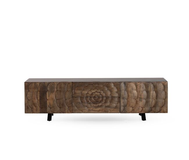 Mueble TV de 2 puertas y 2 cajones de madera maciza de mango