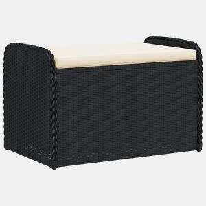 vidaXL Banco de arrumação com almofadão 80x51x52 cm vime PE preto