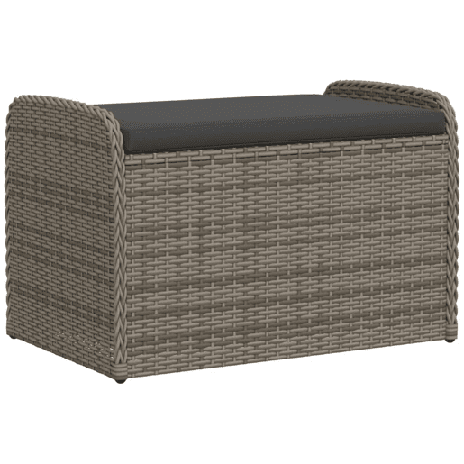 vidaXL Banco de arrumação com almofadão 80x51x52 cm vime PE cinzento
