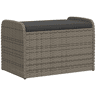 vidaXL Banco de arrumação com almofadão 80x51x52 cm vime PE cinzento