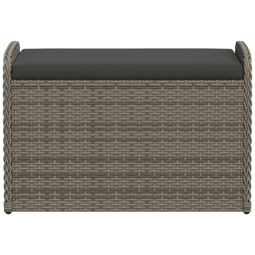 vidaXL Banco de arrumação com almofadão 80x51x52 cm vime PE cinzento