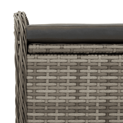 vidaXL Banco de arrumação com almofadão 80x51x52 cm vime PE cinzento