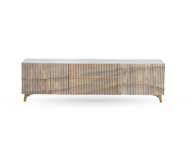 Mueble TV de 2 puertas y 2 cajones de madera de mango