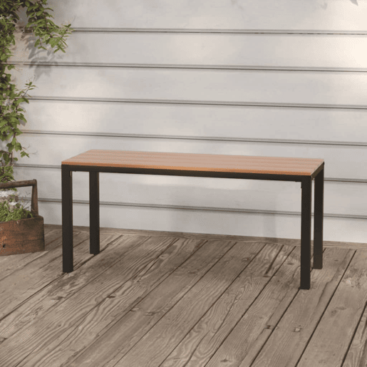 vidaXL Banco de jardim 110 cm aço e WPC castanho e preto vidaXL Banco de jardim 110 cm aço e WPC castanho e preto