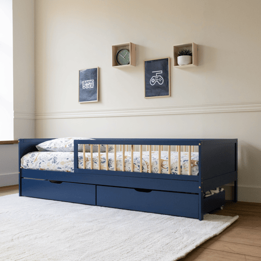 Cama de criança azul escuro 190x90cm com gavetas ADAM