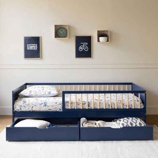 Cama de criança azul escuro 190x90cm com gavetas ADAM