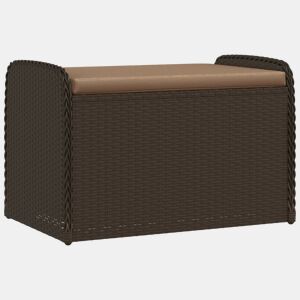 vidaXL Banco de arrumação com almofadão 80x51x52 cm vime PE castanho