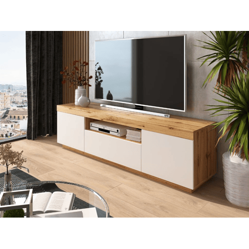 Móvel TV AMBIHOME BRAGANÇA - Carvalho WotanBranco, C170xP42xA49cm