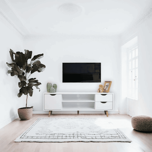 Móvel TV Fiana para Sala de Estar em Estilo Nórdico em Branco e Carvalho com 2 Gavetas, 1 Porta e 1 Prateleira Central 140x46x40 cm Móvel TV Fiana para Sala de Estar em Estilo Nórdico em Branco e Carvalho com 2 Gavetas, 1 Porta e 1 Prateleira Central 140x46x40 cm