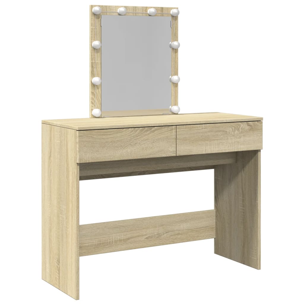 Vidaxl tocador con led color roble sonoma 100x40x130 cm