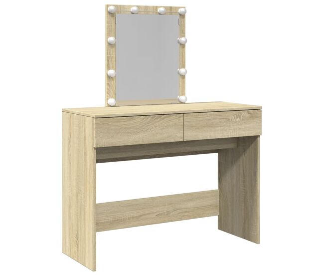 Vidaxl tocador con led color roble sonoma 100x40x130 cm