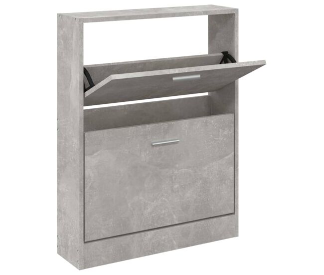 Vidaxl mueble zapatero madera contrachapada gris hormigón 59x17x81 cm