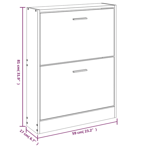 vidaXL Sapateira 59x17x81 cm derivados de madeira cinzento cimento vidaXL Sapateira 59x17x81 cm derivados de madeira cinzento cimento