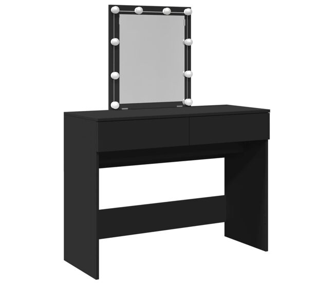 Vidaxl tocador con luces led negro 100x40x130 cm