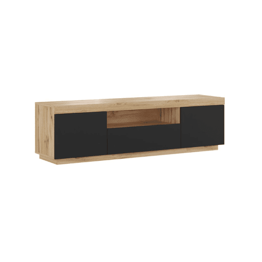 Móvel TV AMBIHOME BRAGANÇA - Carvalho WotanPreto, C170xP42xA49cm