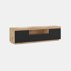 Móvel TV AMBIHOME BRAGANÇA - Carvalho WotanPreto, C170xP42xA49cm