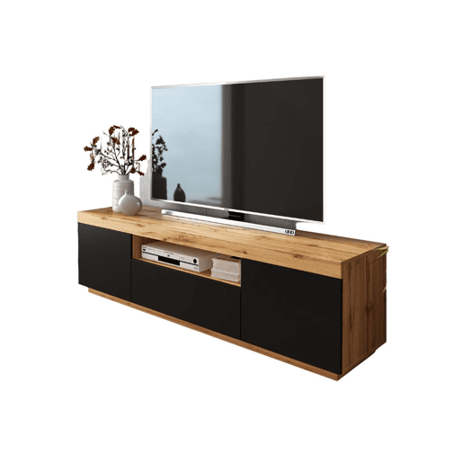 Móvel TV AMBIHOME BRAGANÇA - Carvalho WotanPreto, C170xP42xA49cm