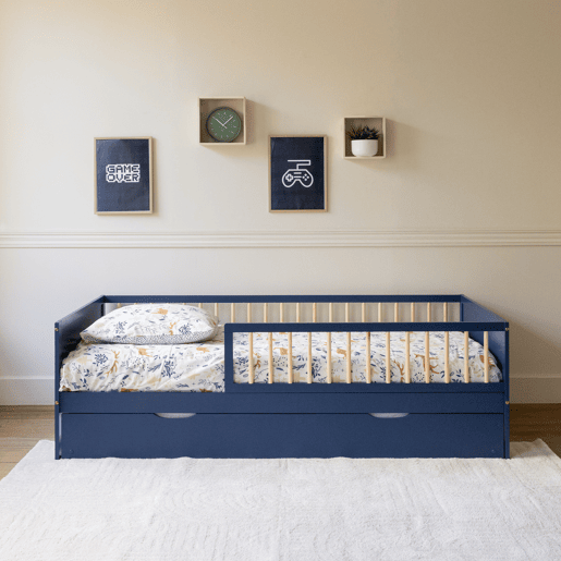 Cama de solteiro para criança 190x90cm azul escuro ADAM