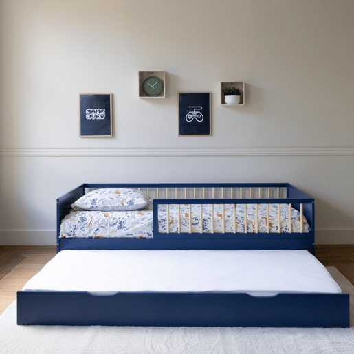 Cama de solteiro para criança 190x90cm azul escuro ADAM
