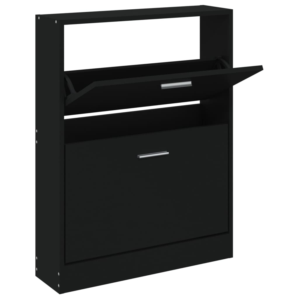 Vidaxl mueble zapatero madera contrachapada negro 59x17x81 cm