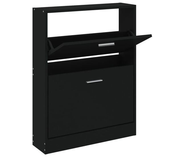 Vidaxl mueble zapatero madera contrachapada negro 59x17x81 cm