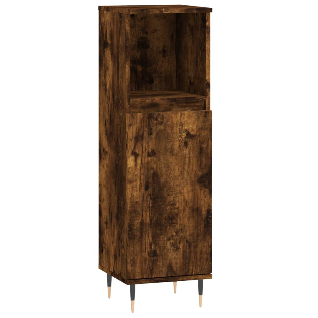 Vidaxl armario de baño madera contrachapada roble ahumado 30x30x100 cm