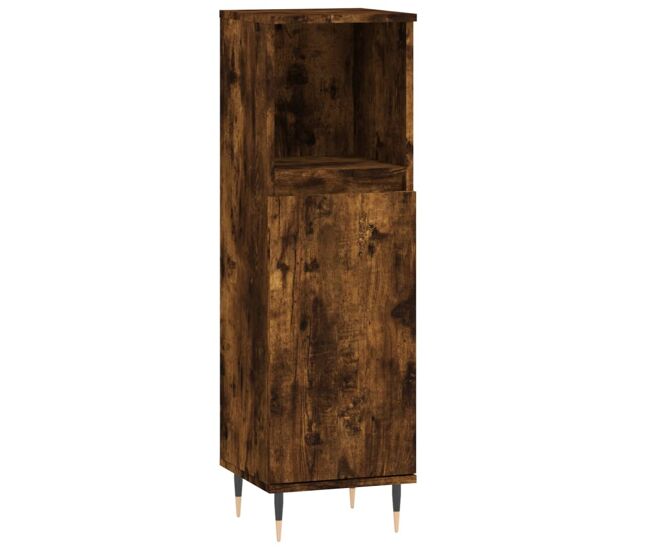 Vidaxl armario de baño madera contrachapada roble ahumado 30x30x100 cm