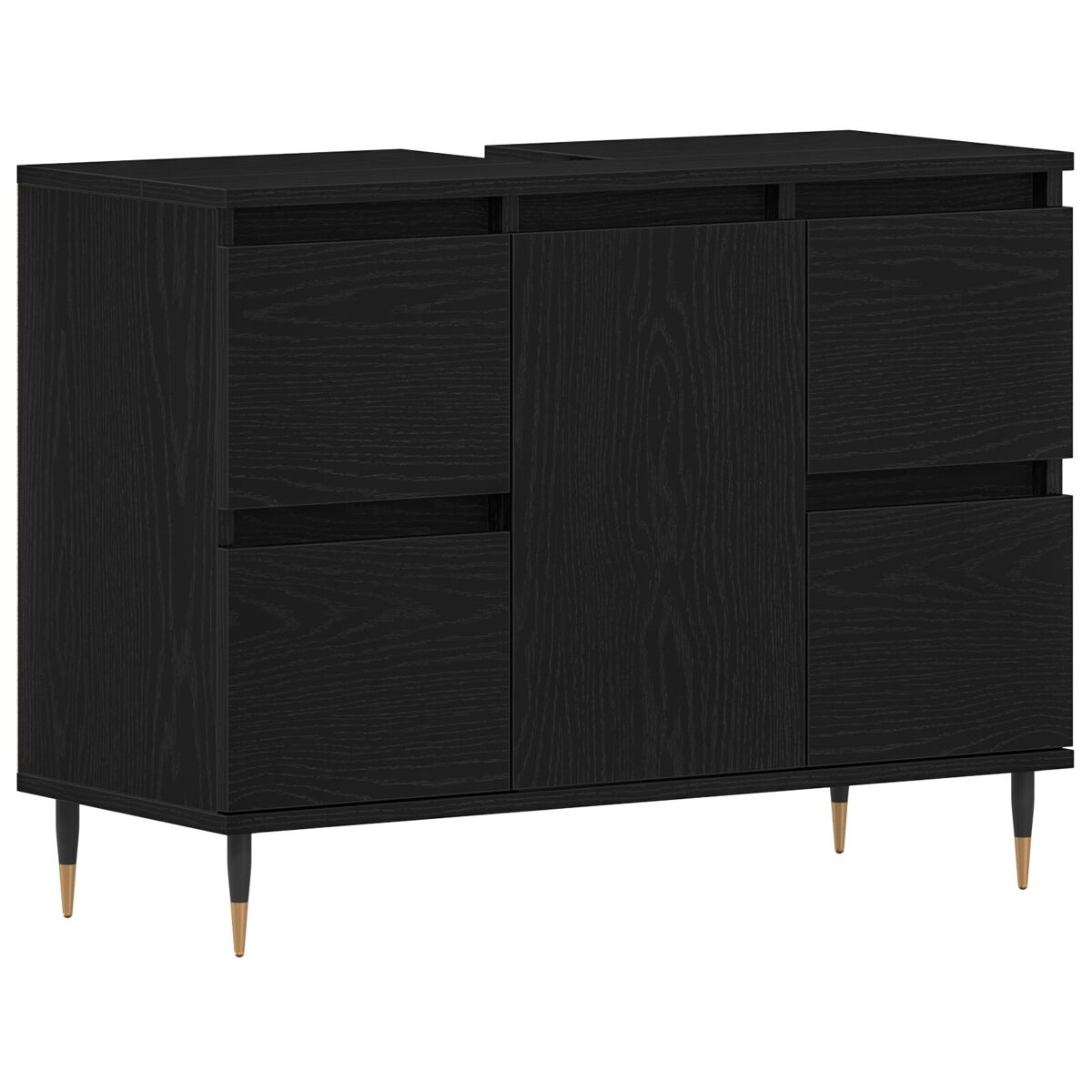 Vidaxl gabinete de lavabo para baño roble negro 80 x 33 x 60 cm