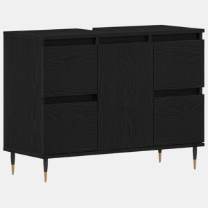 vidaXL Armário pra Pia com gaveta Carvalho Preto 80 x 33 x 60 cm, Organizador de Banheiro, Armário Moderno com Solução de Armazenamento, Design Retangular para Produtos e Acessórios